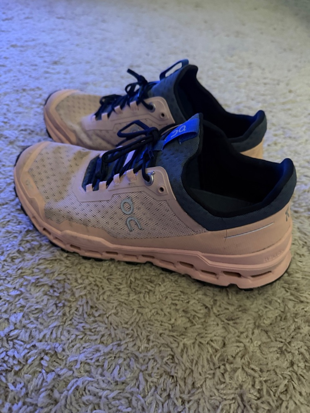 On Running Women's Athletic Shoes in Light Pink and Navy